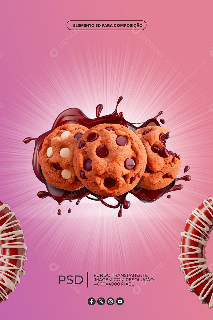 Biscoitos de Chocolate Elemento 3D Para Composição PSD