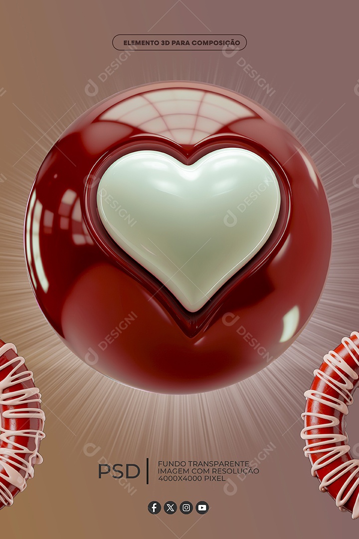 Like Elemento 3D Para Composição PSD