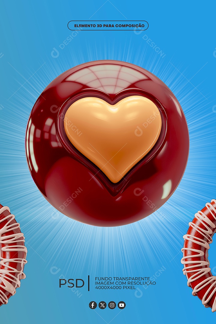 Like Elemento 3D Para Composição PSD