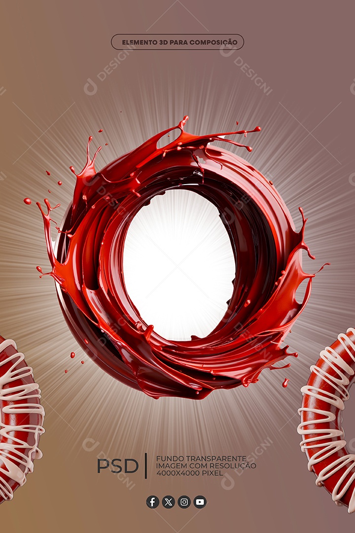 Splash de Chocolate Elemento 3D Para Composição PSD