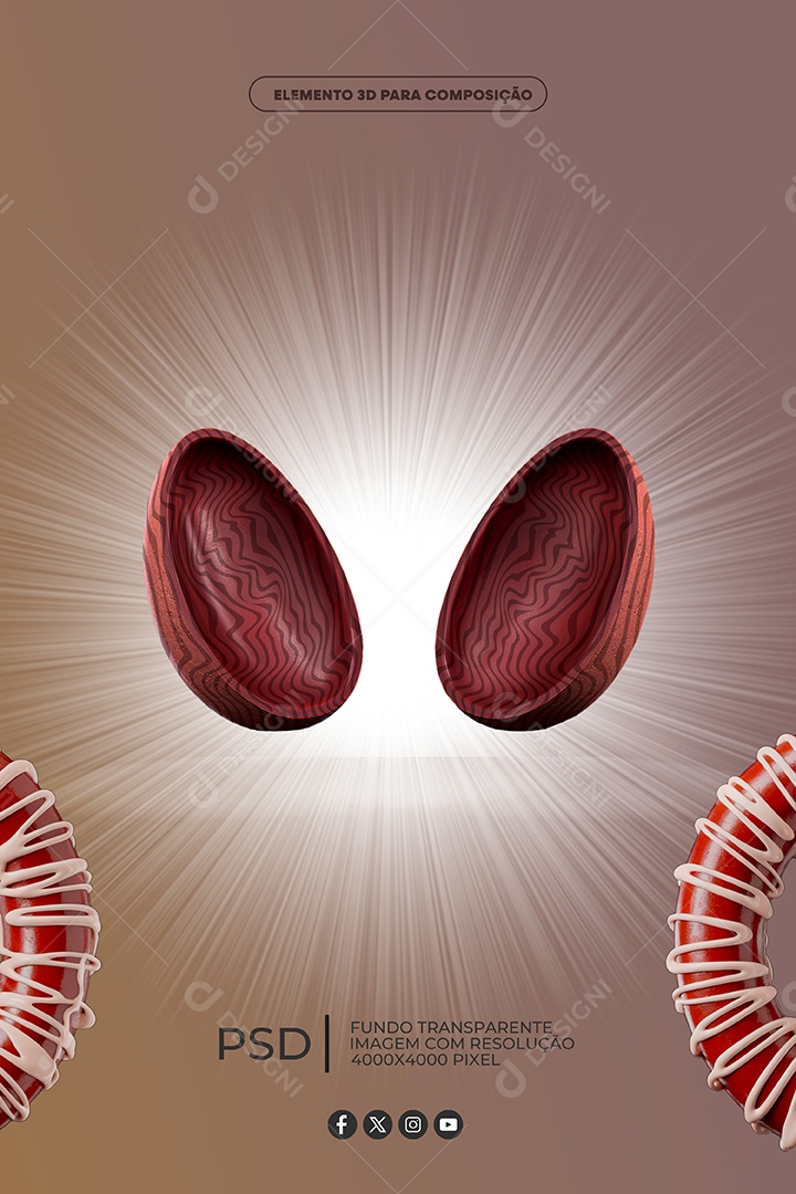 Ovos de Páscoa Elemento 3D Para Composição PSD