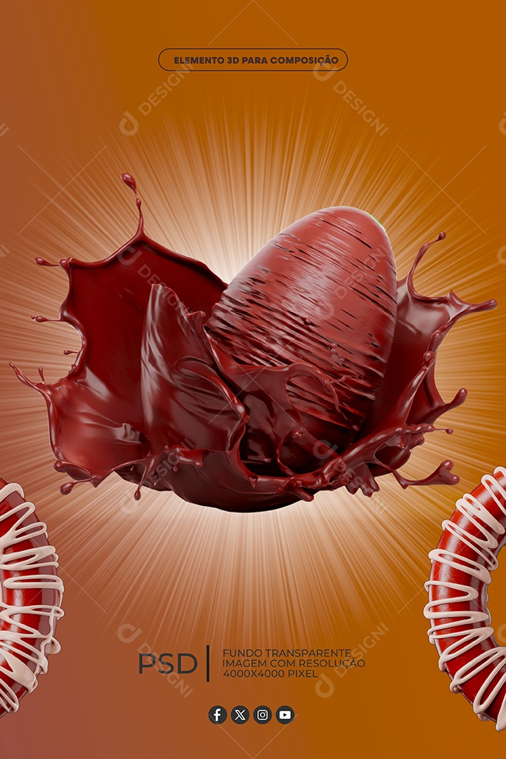 Ovo de Páscoa Elemento 3D Para Composição PSD