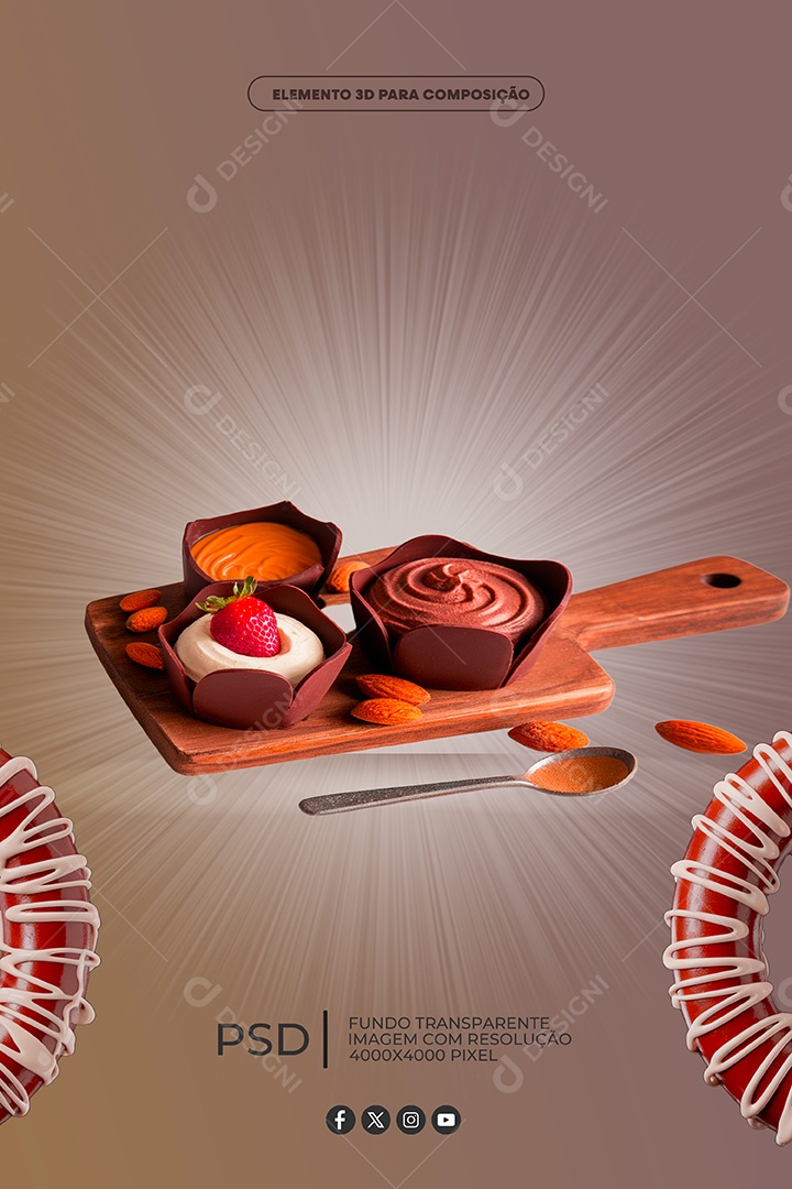 Ovo de Páscoa de Colher Elemento 3D Para Composição PSD