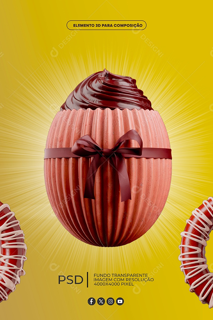 Ovo de Páscoa Recheado Elemento 3D Para Composição PSD