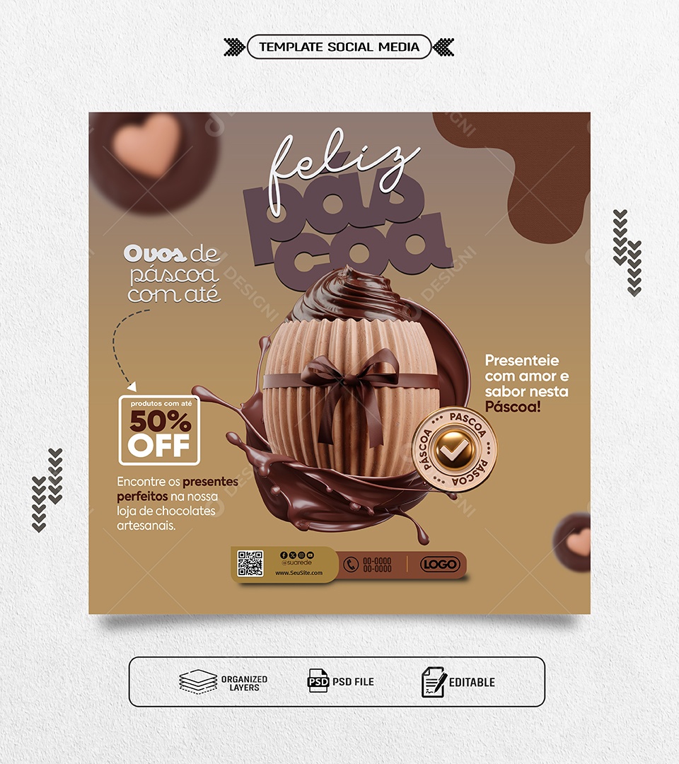 Doce Páscoa Promoções Social Media PSD Editável