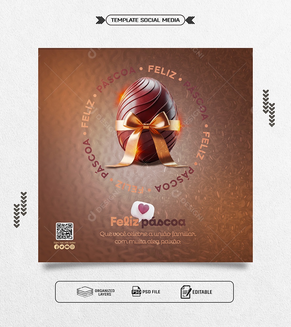 Feliz Páscoa Promoções Social Media PSD Editável