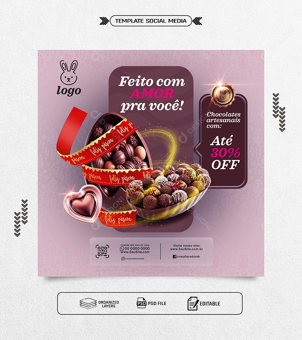 Páscoa Promoções de Ovos Social Media PSD Editável