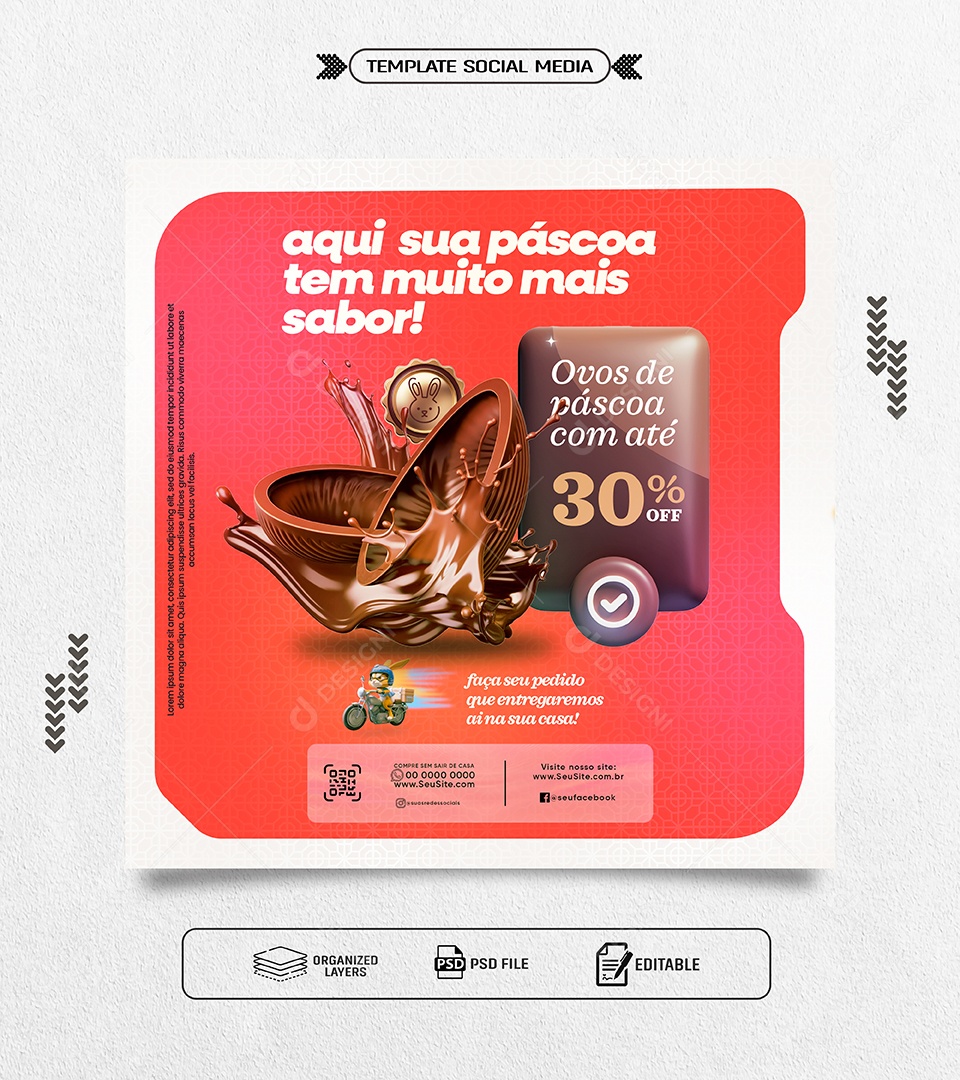Páscoa Promoções de Ovos Social Media PSD Editável