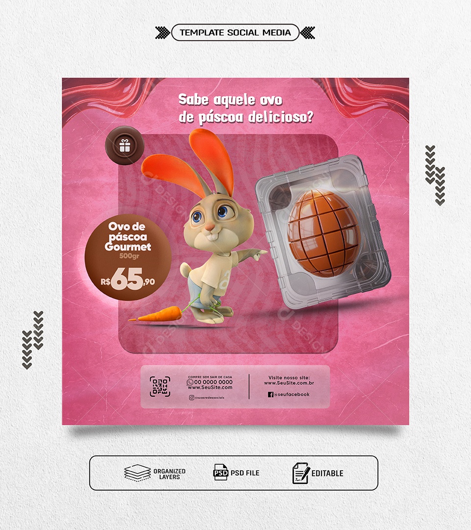 Páscoa Promoções de Ovos Social Media PSD Editável