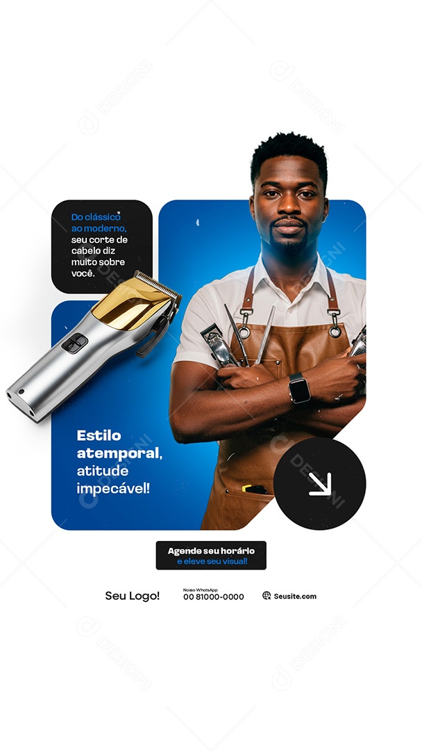 Story Barbearia Estilo Atemporal Social Media PSD Editável