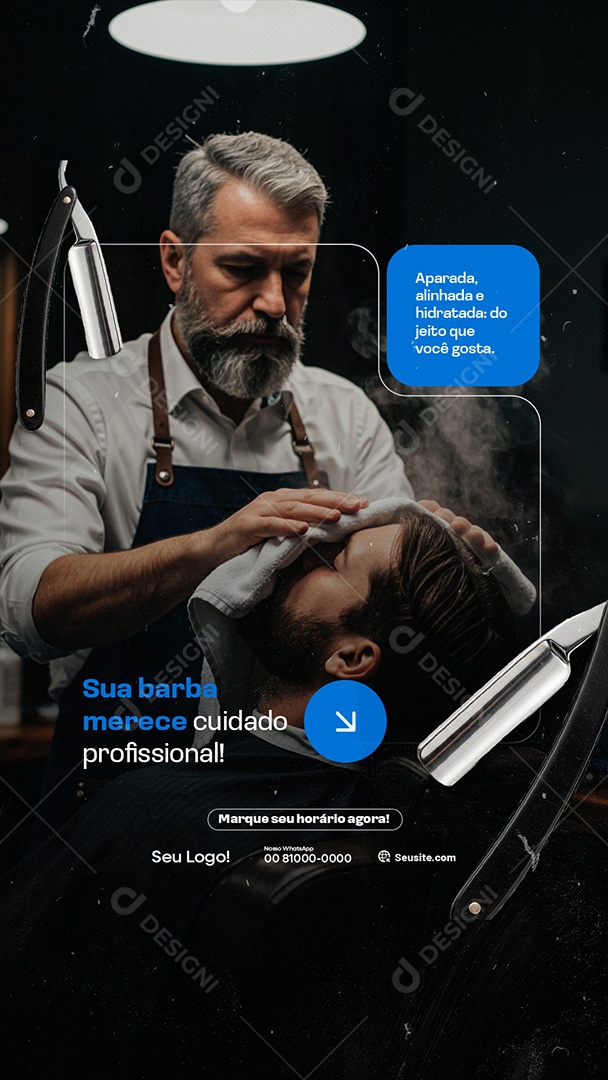 Story Barbearia Sua Barba Merece Cuidado Social Media PSD Editável