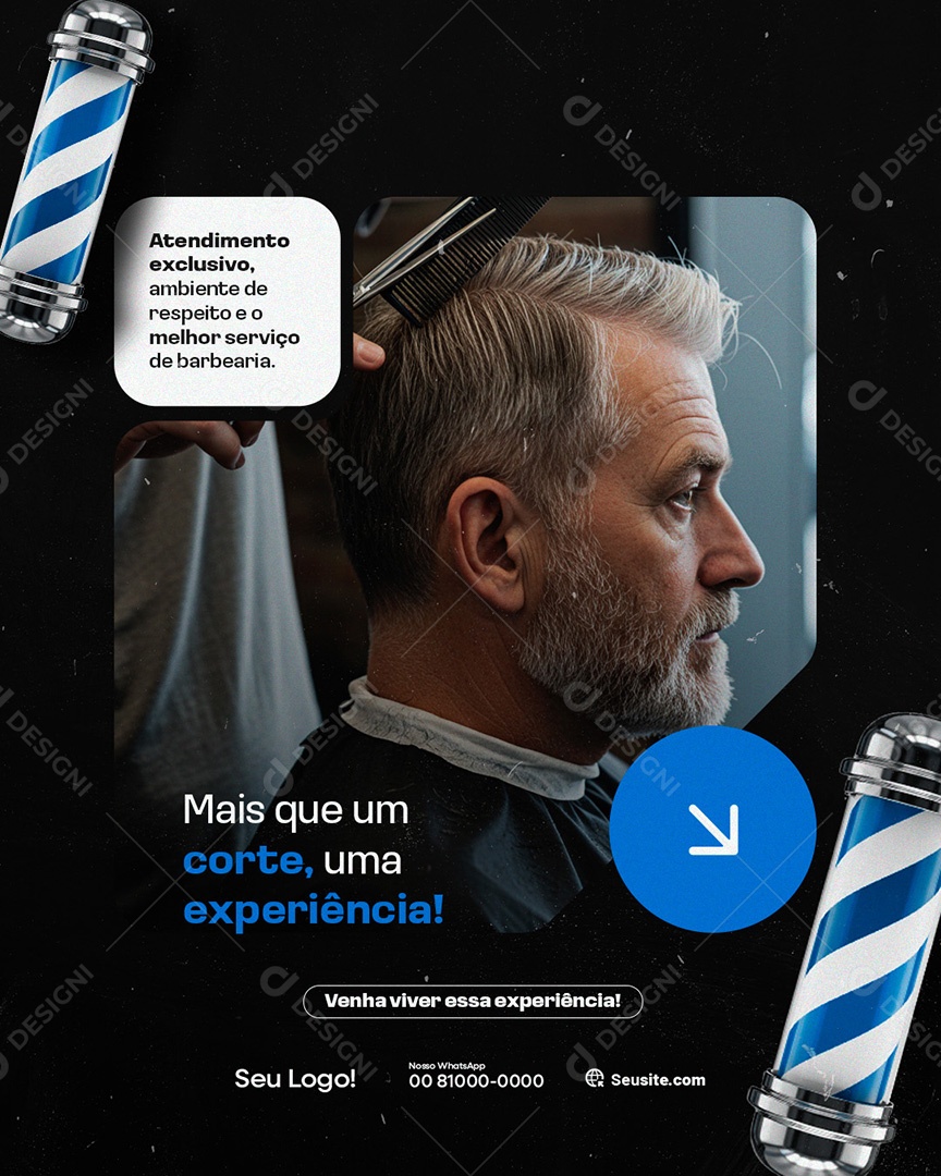 Barbearia Mais Que Um Corte Social Media PSD Editável