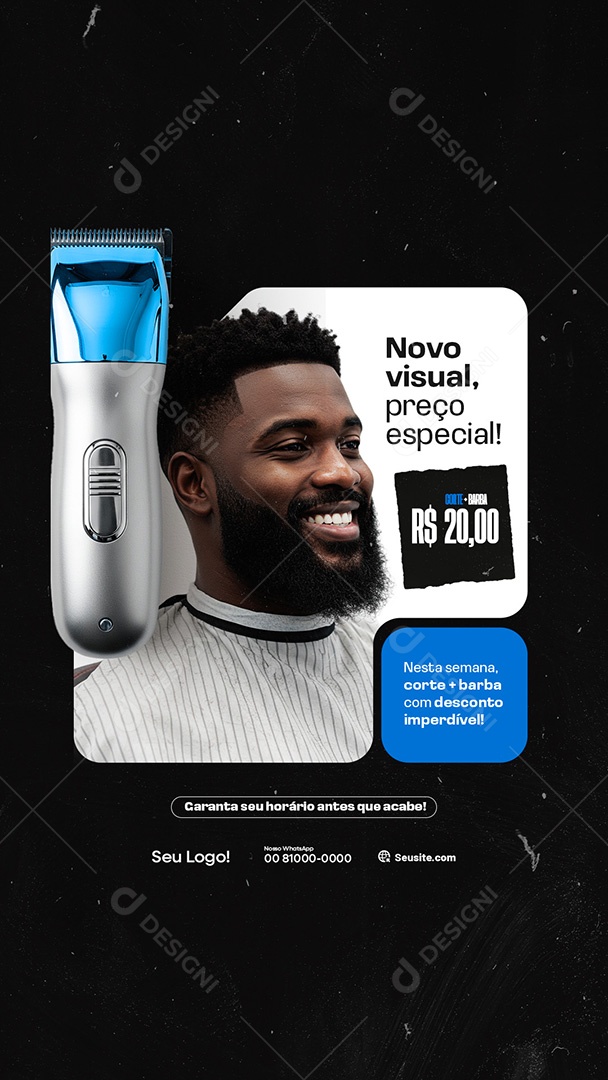 Story Barbearia Novo Visual Social Media PSD Editável