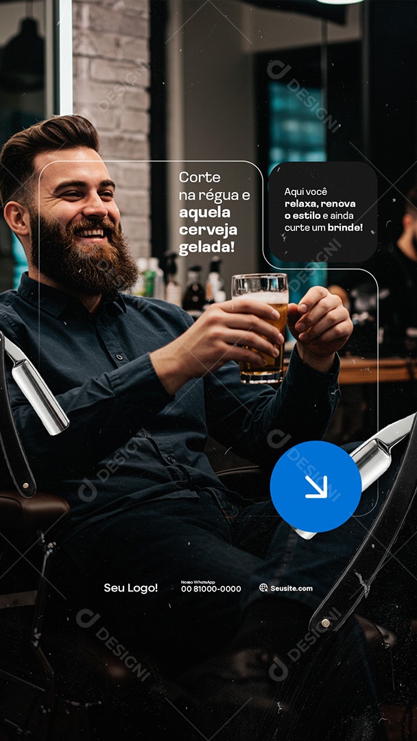 Story Barbearia Corte na Régua Social Media PSD Editável