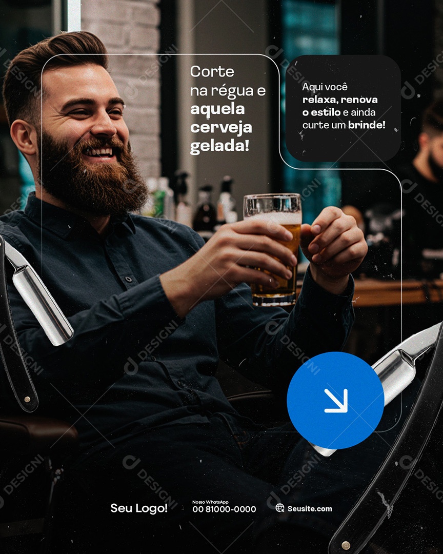 Barbearia Corte na Régua Social Media PSD Editável