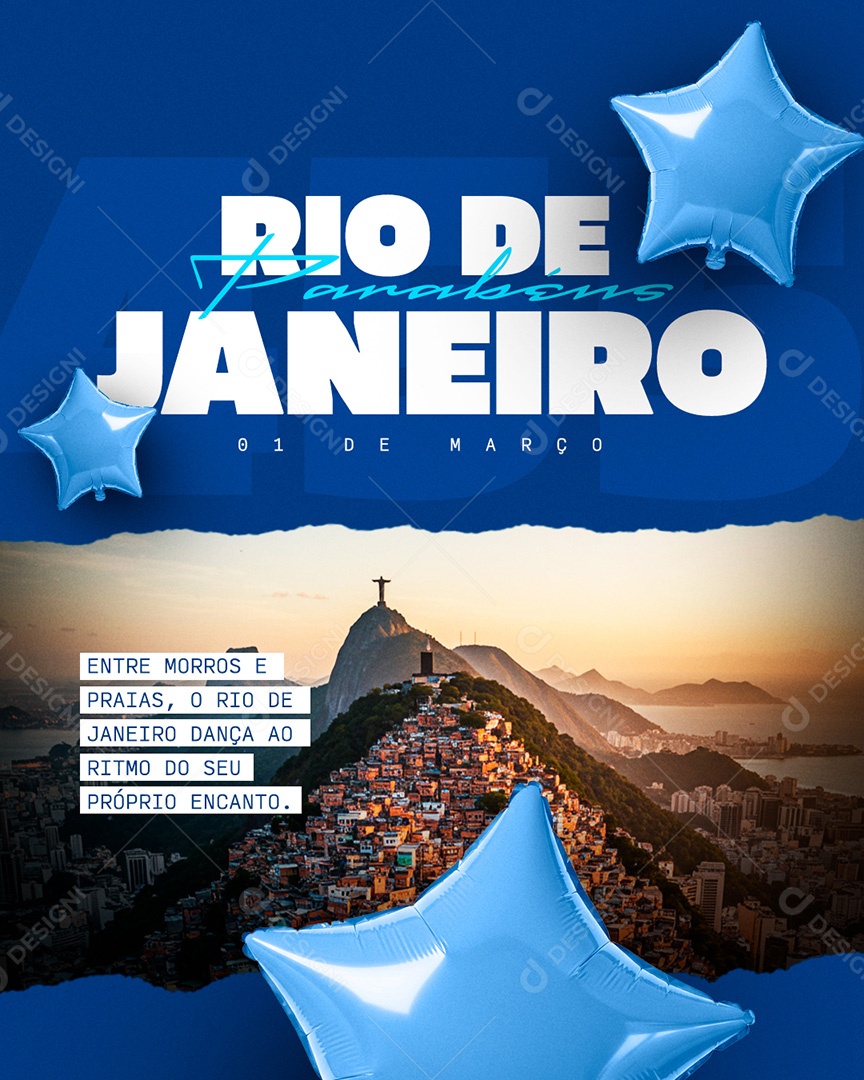 Aniversário da Cidade do Rio de Janeiro Parabéns Social Media PSD Editável