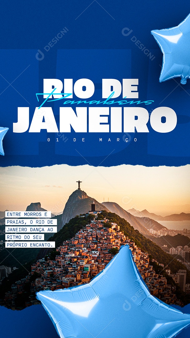 Story Aniversário da Cidade do Rio de Janeiro Parabéns Social Media PSD Editável