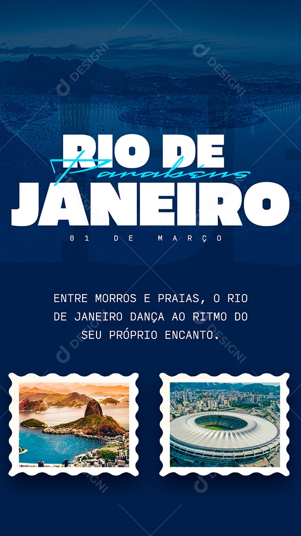 Story Aniversário da Cidade do Rio de Janeiro Parabéns Social Media PSD Editável