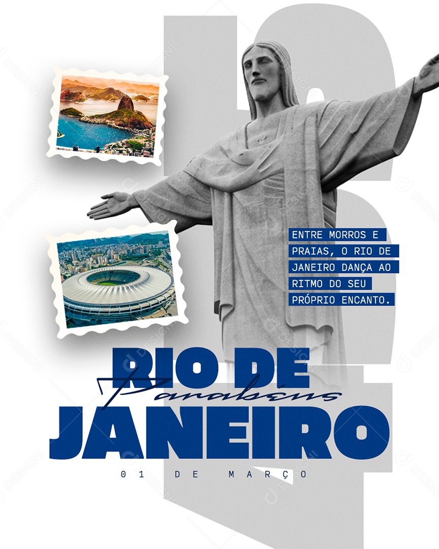 Aniversário da Cidade do Rio de Janeiro Parabéns Social Media PSD Editável