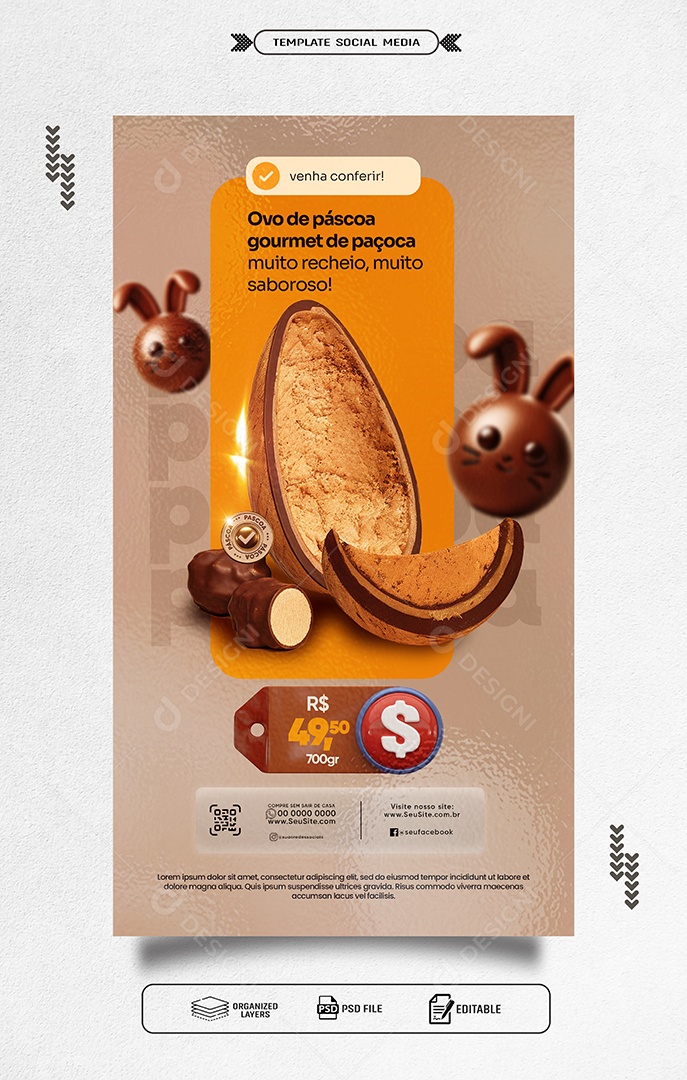 Story Páscoa Ovos Gourmet Social Media PSD Editável
