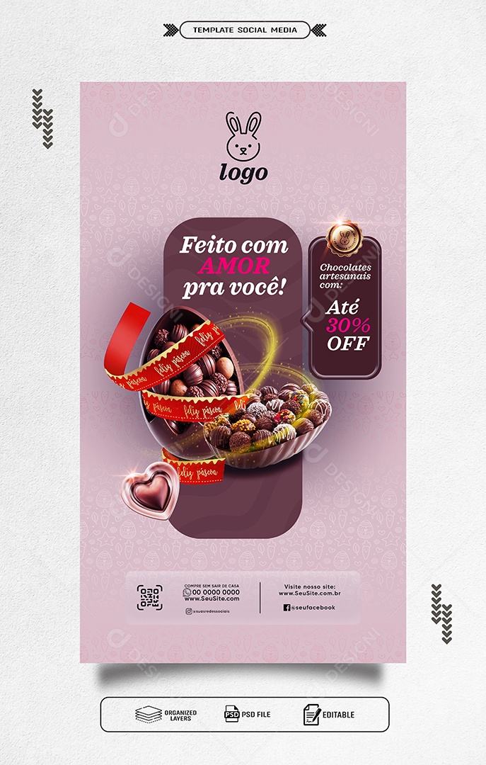 Story Promoção Páscoa com Amor Social Media PSD Editável