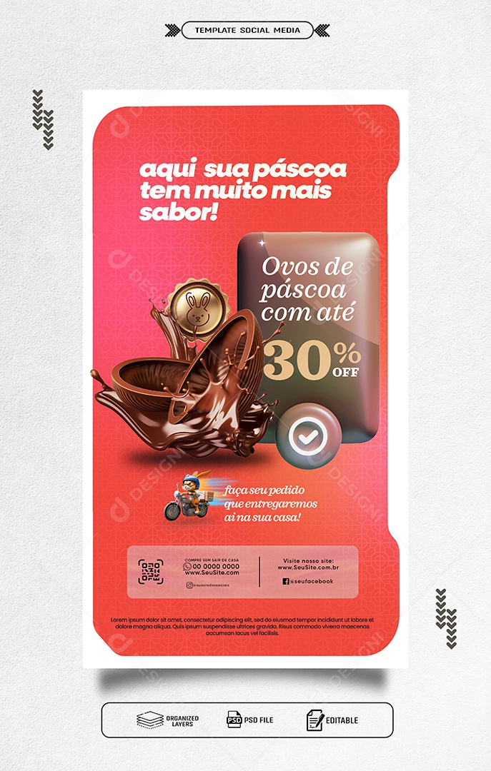 Story Promoção Páscoa de Sabor Social Media PSD Editável