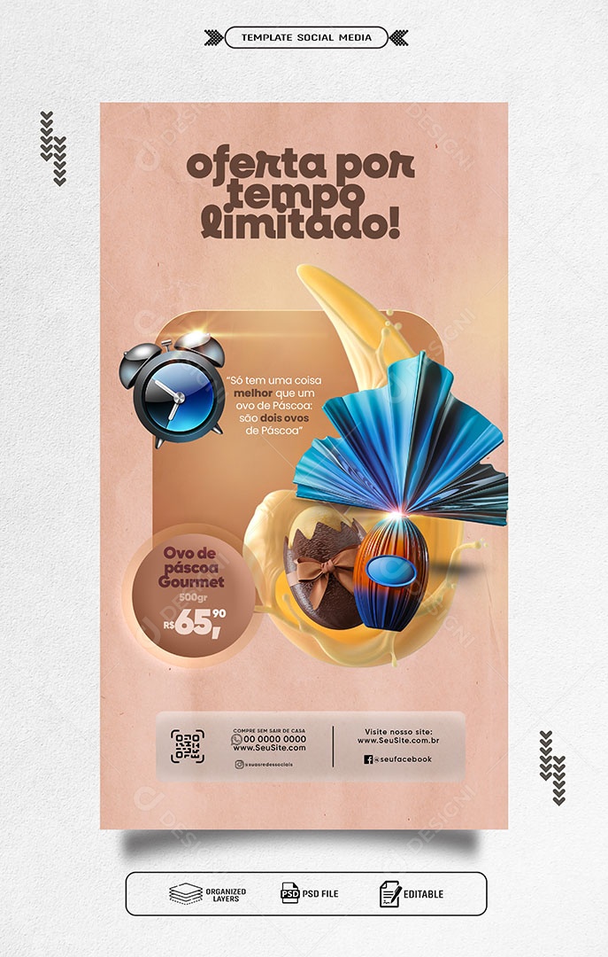 Story Promoção de Páscoa Ofertas por Tempo Ilimitado Social Media PSD Editável