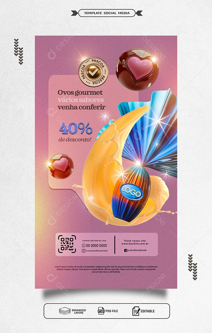 Story Promoção de Ovos de Páscoa Social Media PSD Editável