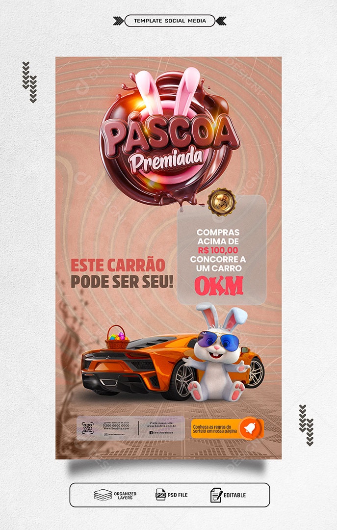 Story Sorteio de Páscoa Social Media PSD Editável
