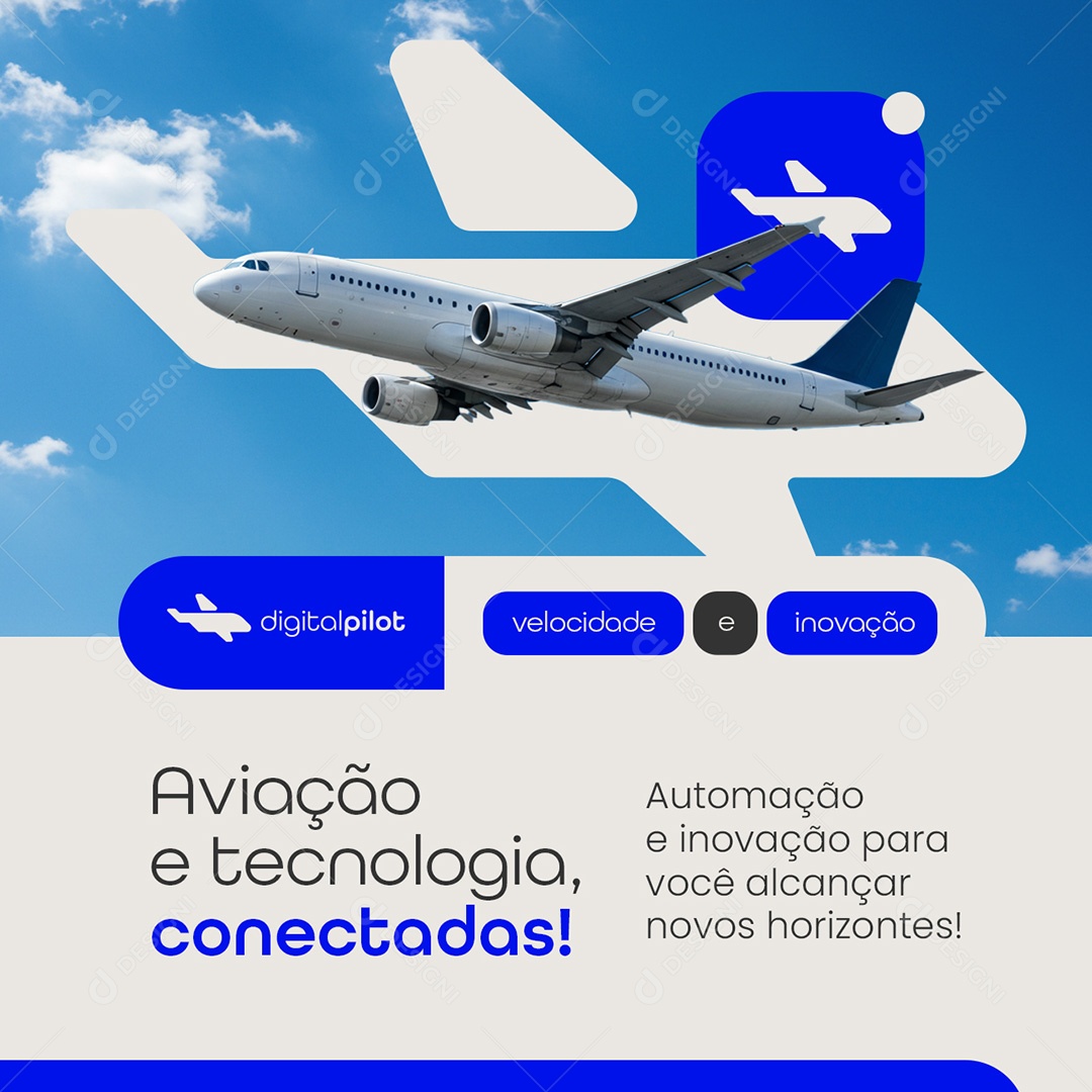 Agência de Viagens Avição e Tecnologia Conectadas Social Media PSD Editável