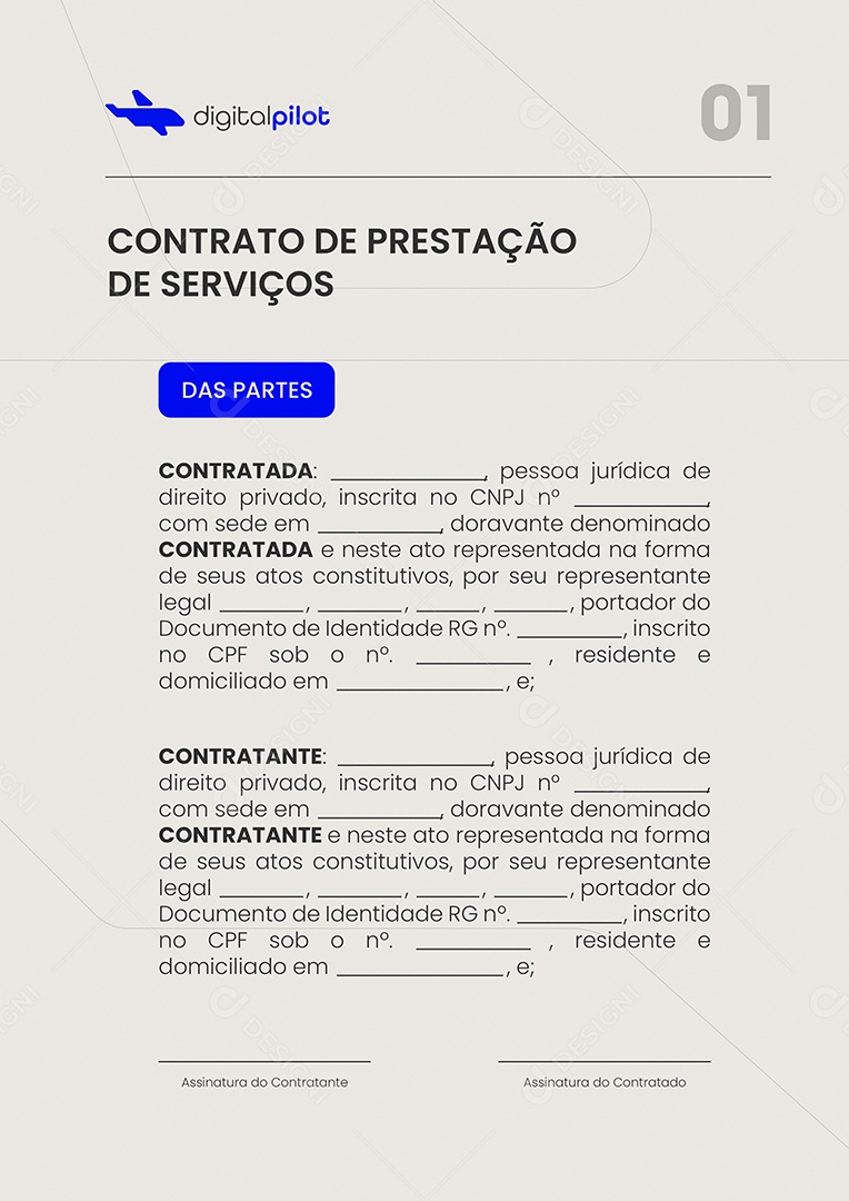 Modelo de Contrato Agência de Viagens PSD Editável