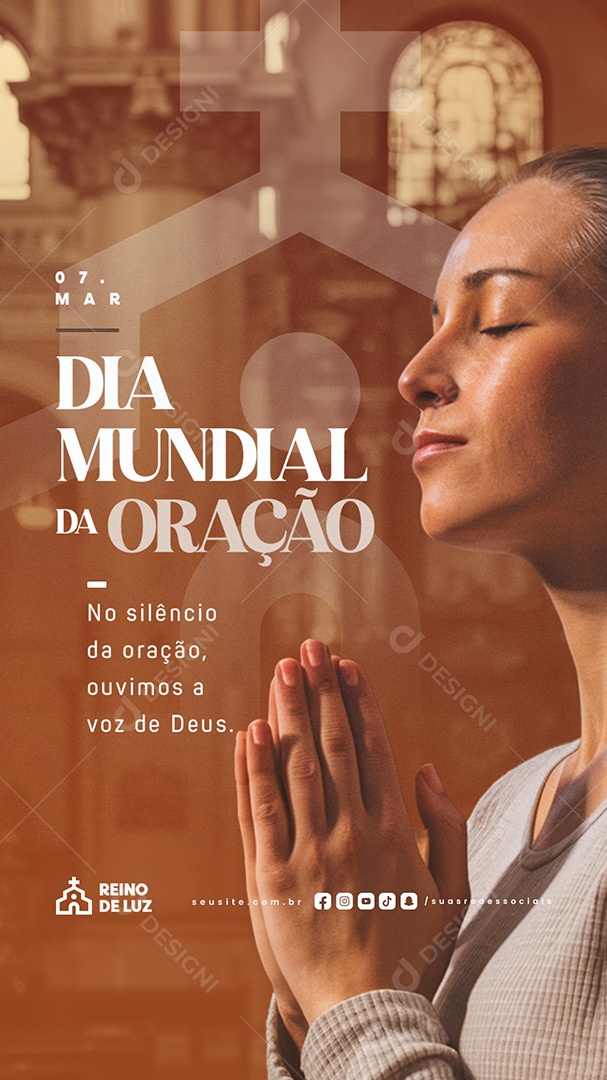 Story Dia Mundial da Oração 07 de Março No Silêncio Social Media PSD Editável