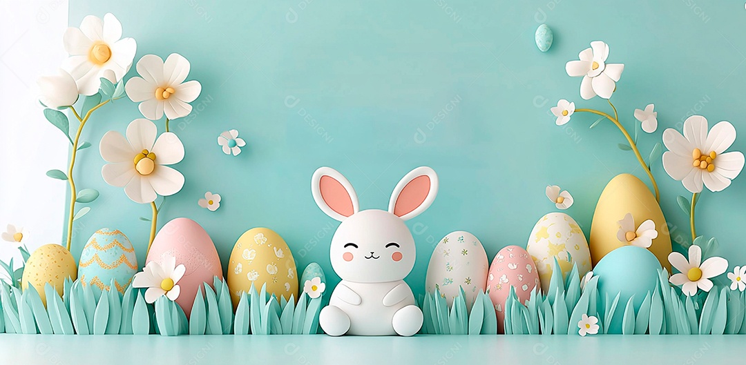 ilustração de Feliz Páscoa com texto de amor