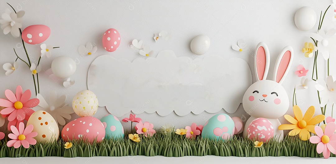 ilustração de Feliz Páscoa com texto de amor