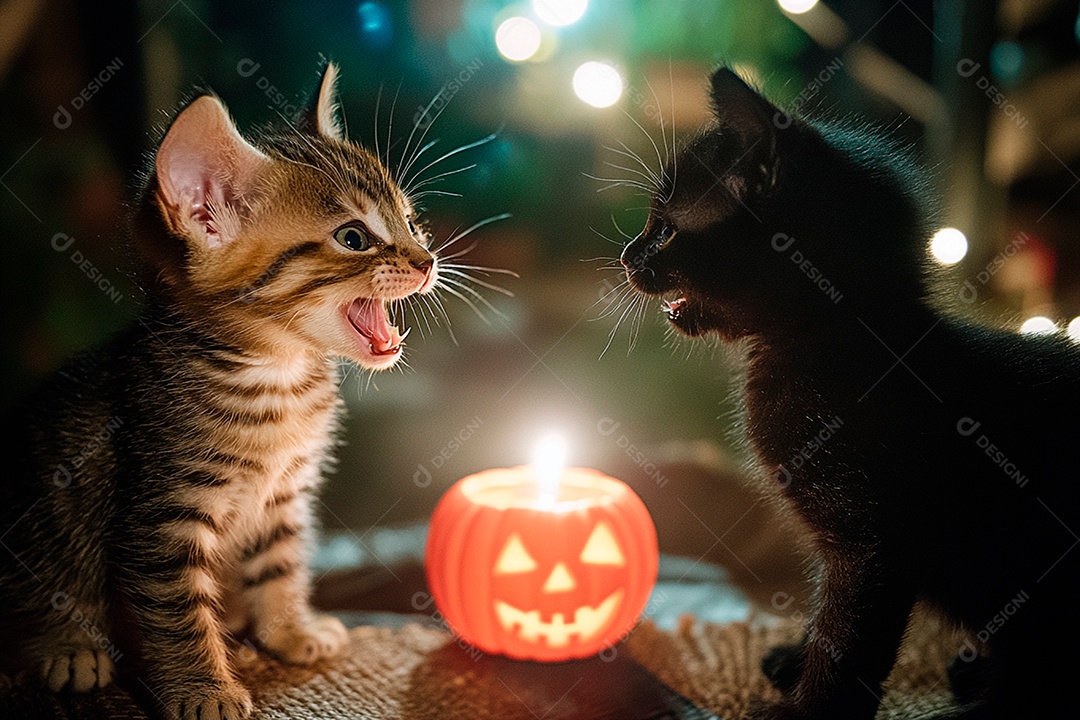 Foto engraçada de alguns gatinhos felizes brincando juntos