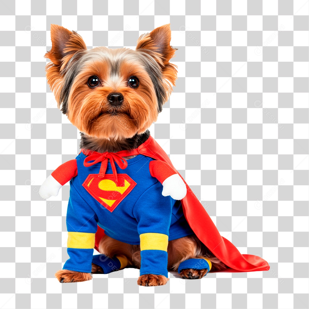 Cachorro com Fantasia de Super Herói PNG Transparente