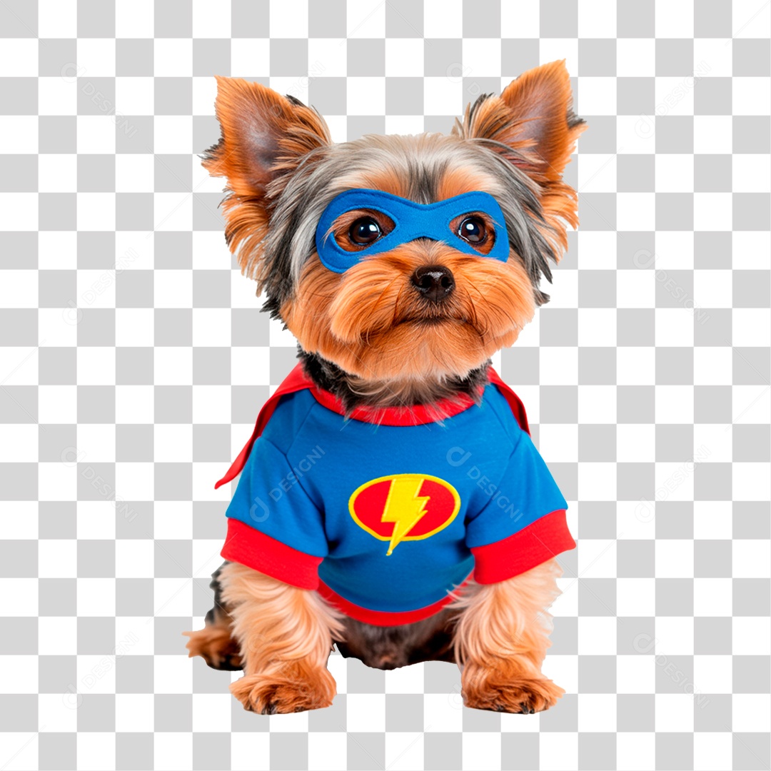Cachorro com Fantasia de Super Herói PNG Transparente