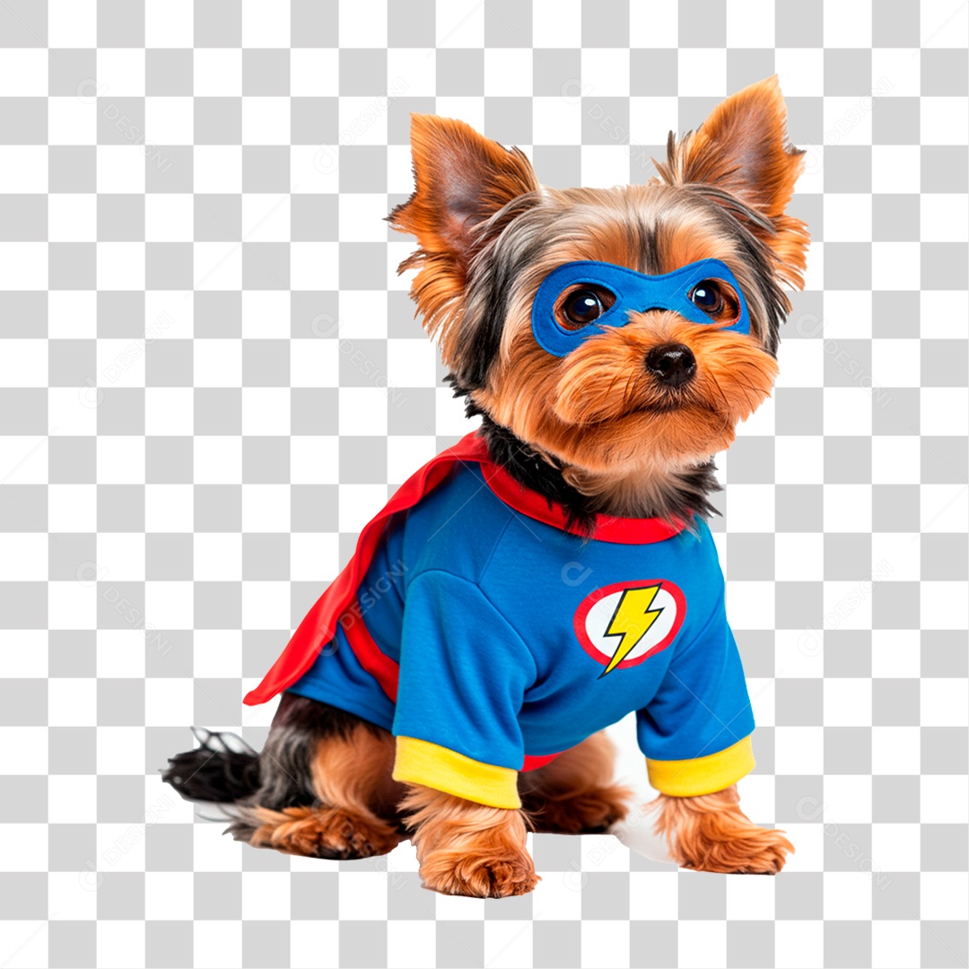 Cachorro com Fantasia de Super Herói PNG Transparente