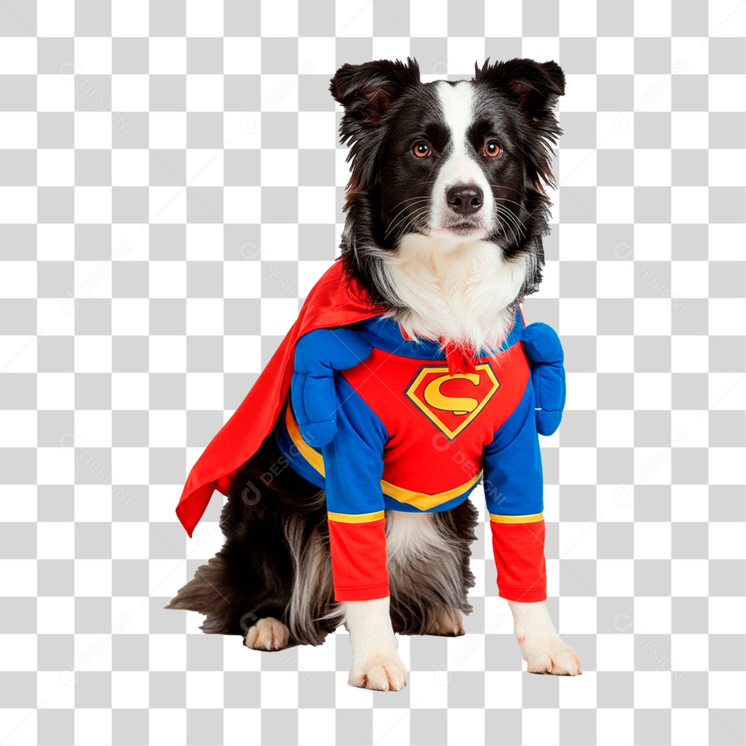 Cachorro com Fantasia de Super Herói PNG Transparente