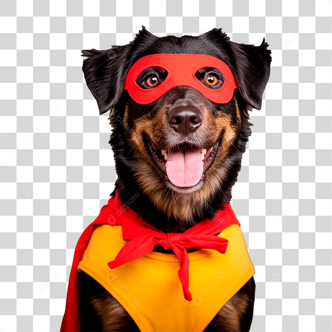 Cachorro com Fantasia de Super Herói PNG Transparente