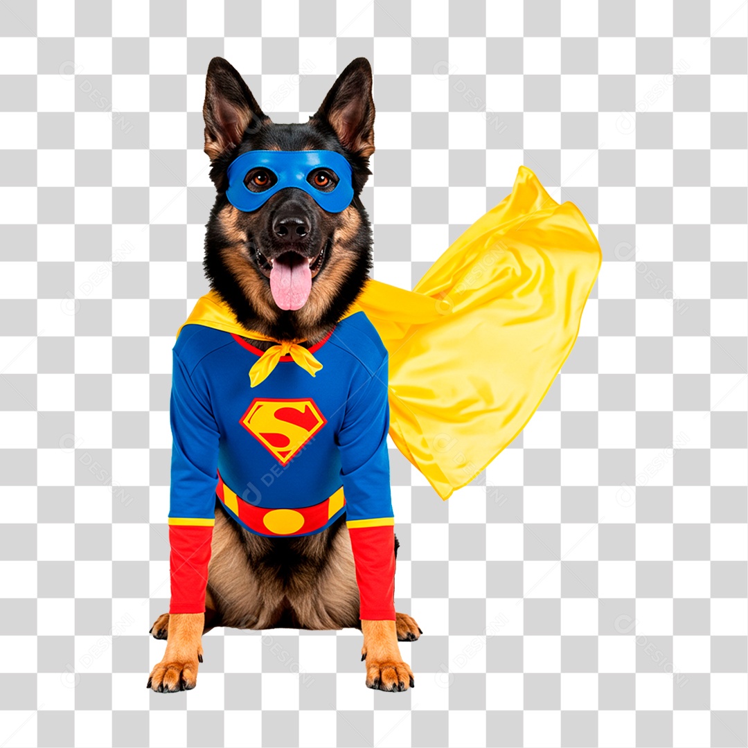 Cachorro com Fantasia de Super Herói PNG Transparente