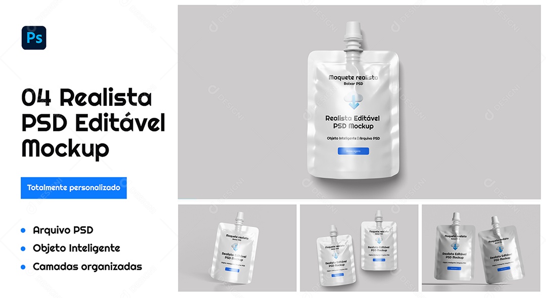Mockup Bolsa de Bico Líquido PSD Editável