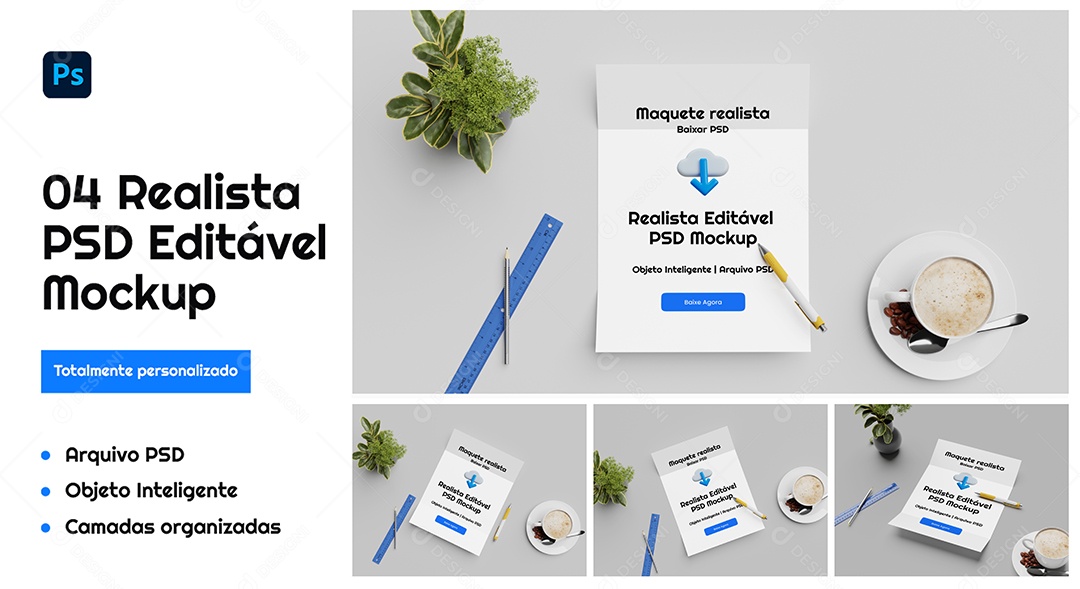 Papelaria Mockup Social Media PSD Editável