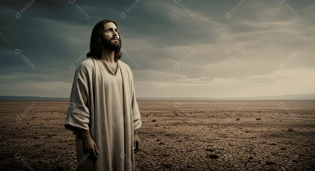 Retrato semelhantes de Jesus Cristo sobre montanha