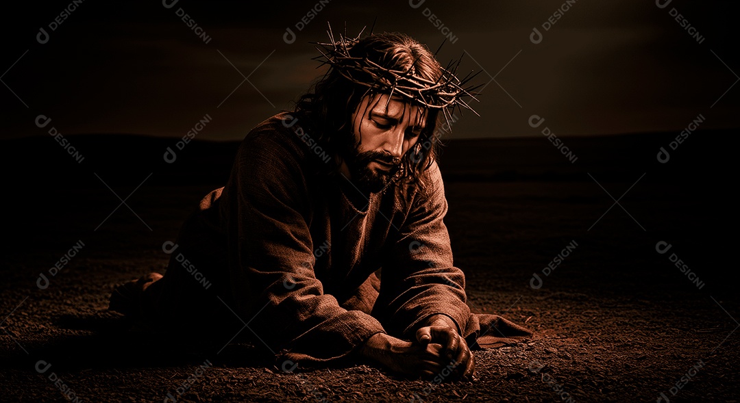 Retrato semelhantes de Jesus Cristo usando coroa de espinhos