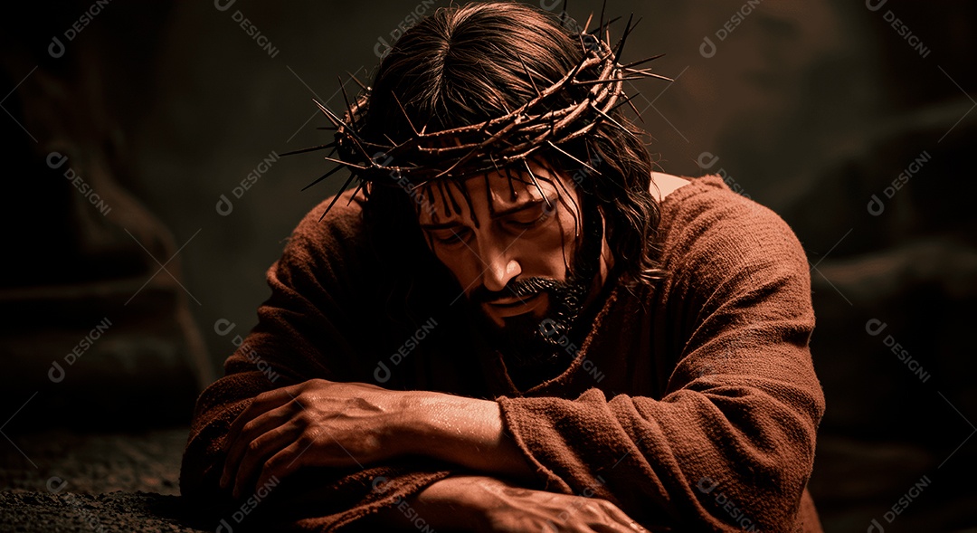 Retrato semelhantes de Jesus Cristo usando coroa de espinhos