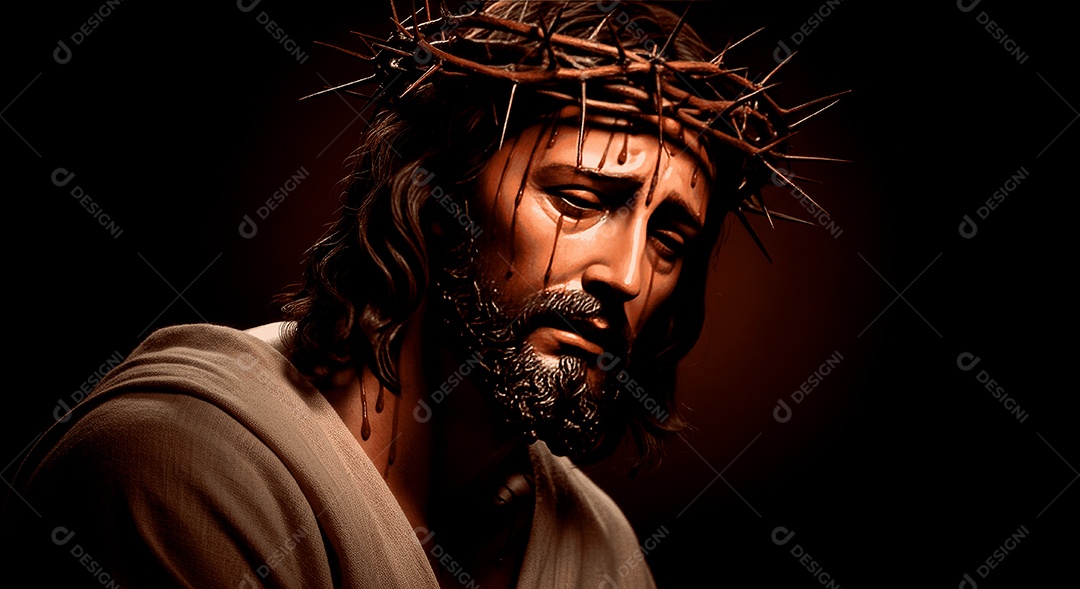 Retrato semelhantes de Jesus Cristo usando coroa de espinhos