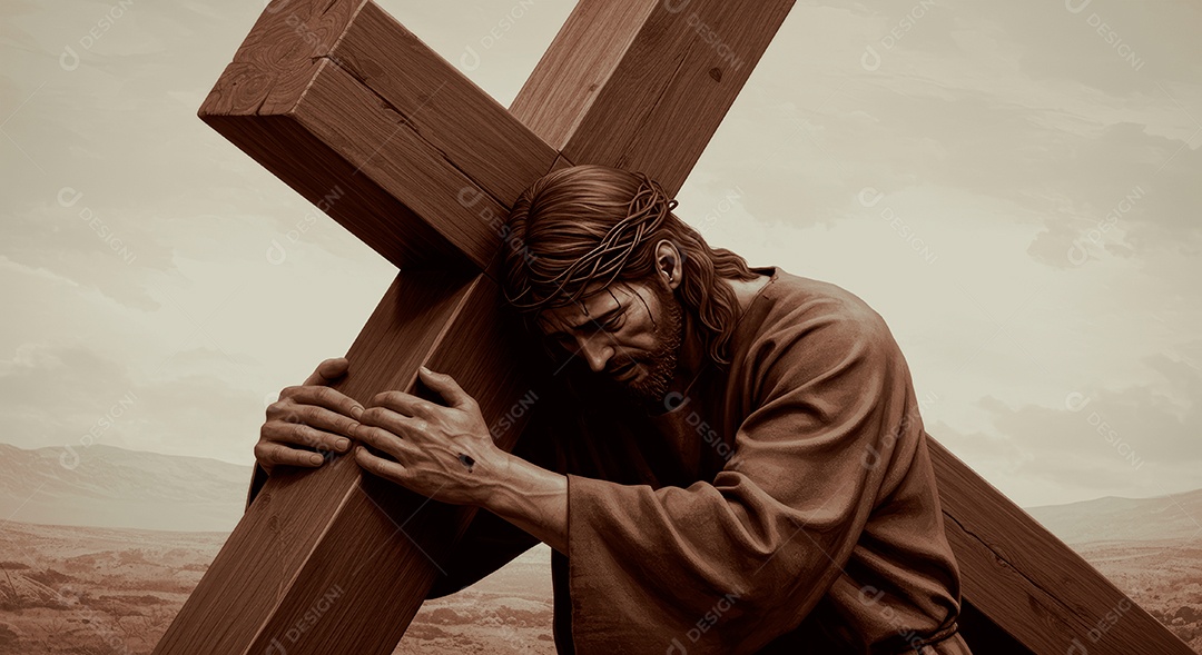 Retrato semelhantes de Jesus Cristo sobre montanha