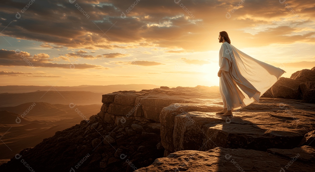 Retrato semelhantes de Jesus Cristo sobre montanha