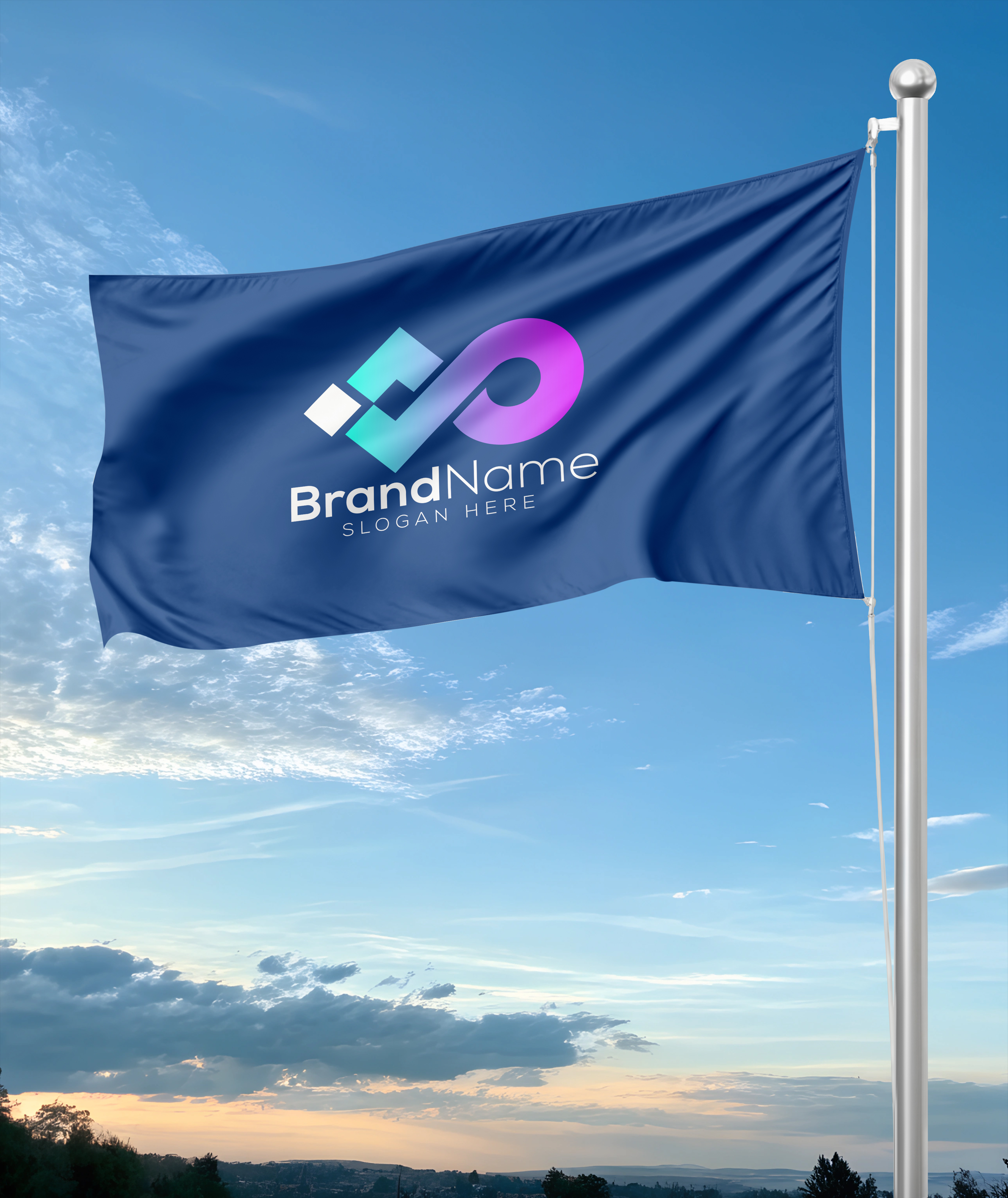 Mockup de Bandeira PSD Editável